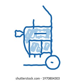 drain cleaning machine on cart sketch icon vector. Hand drawn blue doodle line art drain cleaning machine on cart sign. isolated symbol illustration