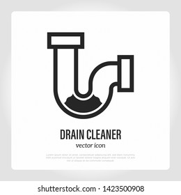 Drain cleaning thin line icon. Clogged pipe. Logo for plumbing. Vector illustration.