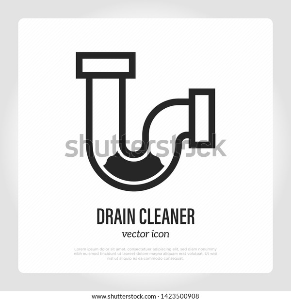 Drain cleaning thin line icon. Clogged\
pipe. Logo for plumbing. Vector\
illustration.