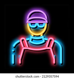 vector de señalización de luz de neón del trabajador de limpieza de drenaje. Signo de trabajador de limpieza de drenaje de iconos brillante. ilustración de símbolo transparente