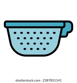 Drain colander icon outline vector. Cooking sieve. Strainer pasta color flat