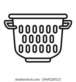 Drain colander icon outline vector. Kitchen accessory. Handle metal element