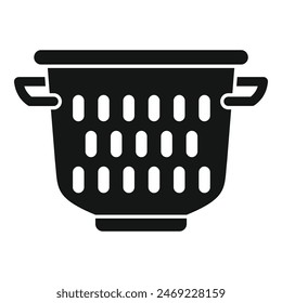 Drain colander icon simple vector. Kitchen accessory. Handle metal element