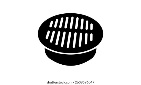 Drain Cover and Drain Grate, black isolated silhouette