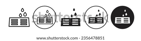 Drain grill icon. water waste management metal cover of bathroom floor drainage symbol. Vector set of street sewerage grate sink to filter out. Flat outline of road side ground way hole with lid
