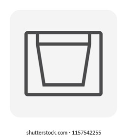 Drain gutter and grate vector icon. May called trench, ditch, street gutter for irrigation, stormwater drainage system by drain clean water from garden, yard, road, city, driveway to sewer. 64x64 px