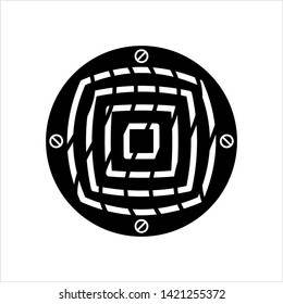 Drain Hole Grille Icon, Sink Grille Icon Vector Art Illustration