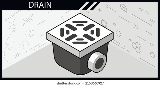 Drain isometric design icon. Vector web illustration. 3d colorful concept