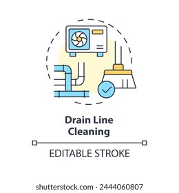 Drain line cleaning multi color concept icon. Clearing condensate drain. HVAC preventive maintenance. Round shape line illustration. Abstract idea. Graphic design. Easy to use in promotional material