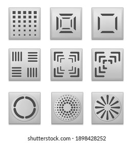 Drain manhole with grid on sewer in bathroom or shower floor