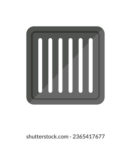 Drain metal cover icon flat vector. City road. Pit circle isolated