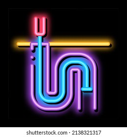 equipo de limpieza de tuberías de drenaje, vector de señalización de luz de neón. Señal del equipo de limpieza de tuberías de drenaje de iconos brillantes. ilustración de símbolo transparente