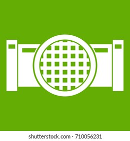 Drain pipe icon white isolated on green background. Vector illustration