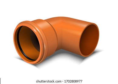 Drain pipe joint. Products from plastic. PVC sewage pipe fitting. Vector illustration.