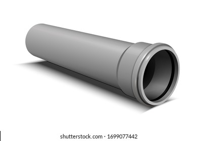 Drain pipe. Products from plastic. PVC sewer pipe. Vector illustration.