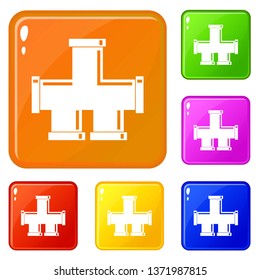 Drain system icons set collection vector 6 color isolated on white background