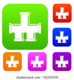 Drain system set icon color in flat style isolated on white. Collection sings vector illustration