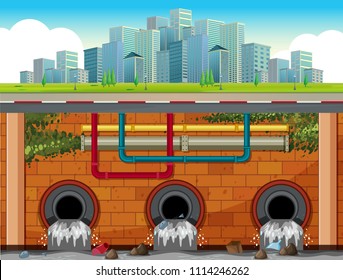 A Drain System Underground of Big Town illustration
