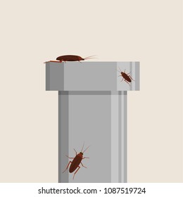 Drainage and cockroach vector. free space for text. wallpaper. background.