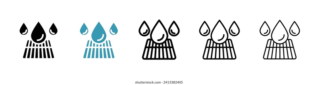 Drainage Grate Vektorsymbol Set. Vektor-Vektorsymbol des Wasserentwässerungssystems für UI-Design.