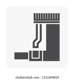 Drainage system vector icon consist of downsprout, diverter, grate, sewer pipe, manhole or catch basin for access, cleaning, maintenance and drain stormwater, rainwater, wastewater or sewage to gutter