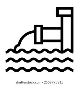 Drainage water system line black icon. Vector isolated button. Editable stroke.