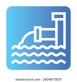 Drainage water system line black icon. Vector isolated button. Editable stroke.