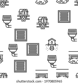 Drainage Water System Vector Seamless Pattern Thin Line Illustration