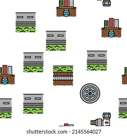 Drainage Water System Vector Seamless Pattern Thin Line Illustration