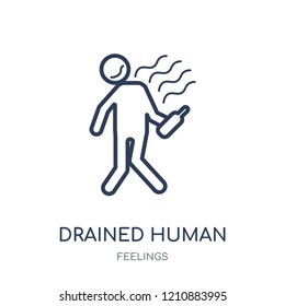 drained human icon. drained human linear symbol design from Feelings collection. Simple outline element vector illustration on white background.