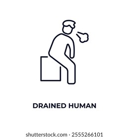 drained human outline icon. Linear vector from feelings concept. Thin line drained human icon isolated on white background