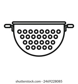 Drainer tool object icon outline vector. Colander for cooking. Small circle kit
