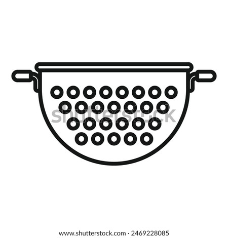 Drainer tool object icon outline vector. Colander for cooking. Small circle kit