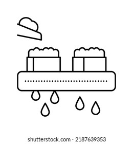 vector de icono de la línea de producción de queso de vaciado. letrero de desagüe de la producción de queso. símbolo de contorno aislado ilustración negra