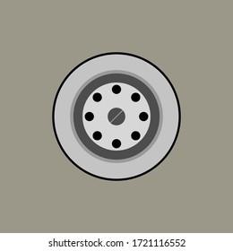 Draining sink on a gray background, sign for design, vector illustration