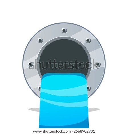 Draining water from a pipe vector isolated on white background.