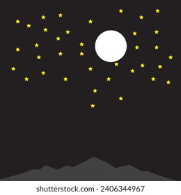 Drak Night Moon Star Landscape