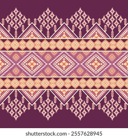 Drak purple Geometric Ethnic pattern,
Native American tribal fabric, Tribal Indian seamless pattern, tile, carpet, vector, Aztec, Batik , illustration design ,on navy purple background, 