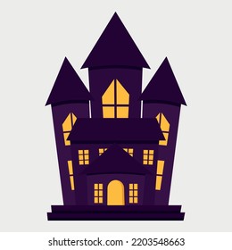 Drak Purple ghost house vector clipart for halloween illustration icon
