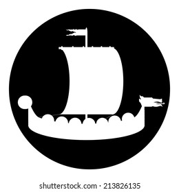 Drakkar button on white background. Vector illustration.