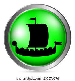 Drakkar button on white background. Vector illustration.