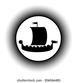 Drakkar button on white background. Vector illustration.