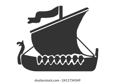 Drakkar icon. Traditional longboat viking war ship symbol design vector ilustration.