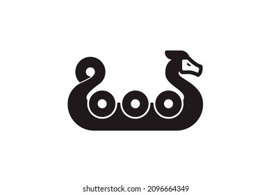 Drakkar sign. Viking transport ship. Vector Illustration.