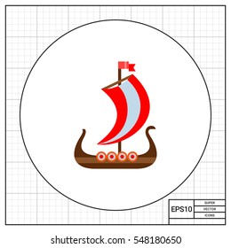 Drakkar Viking ship vector icon