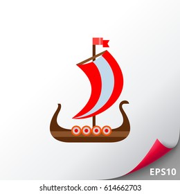 Drakkar Viking ship vector icon