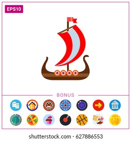 Drakkar Viking ship vector icon