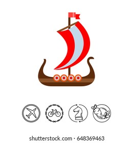 Drakkar Viking ship vector icon