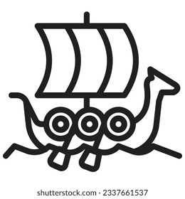 Drakkar, Viking warrior sail boat simpel single icon