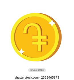 Dram coin icon, Armenian currency symbol on white background - vector illustration